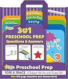 Active Minds - Preschool Prep Tote & Trace 3 Subject Write-and-Erase Wipe Clean Set and 192 Page Question and Answer Workbook