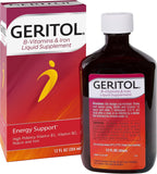 Geritol, Liquid Vitamin and Iron Supplement, Energy Support, Contains High Potency B-Vitamins and Iron, Pleasant Tasting, Easy to Swallow, No Artificial Sweeteners, Non-GMO, 12 Oz