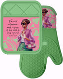 Pink and Green Mitt/Pot Holder Set